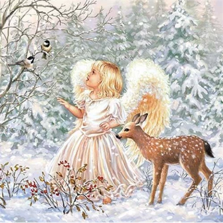 Szalvéta 1db 33x33cm Winter Angel, Téli Angyal