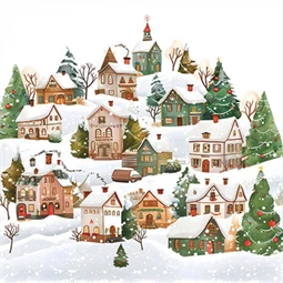 Szalvéta 1db 33x33cm Winter Village, Téli világ
