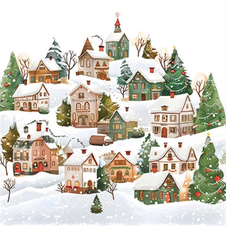 Szalvéta 1db 33x33cm Winter Village, Téli világ