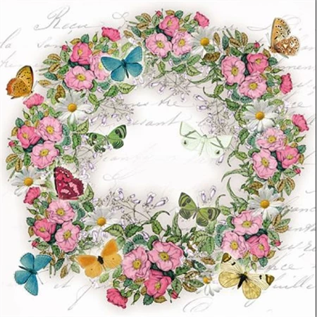 Szalvéta 1db 33x33cm Wreath of Flowers, Virág koszorú