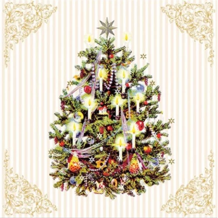 Szalvéta 1db 33x33cm X-mas Tree Cream, Karácsonyfa krém szín