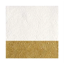 Szalvéta 1db 33x33cm dombornyomott Elegance Dip Gold, fehér-arany