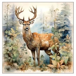 Szalvéta 25x25cm 20db/csomag Deer in the woods/Szarvas a fák között