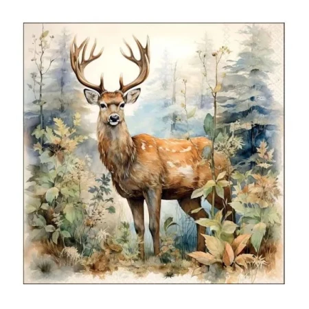 Szalvéta 25x25cm 20db/csomag Deer in the woods/Szarvas a fák között