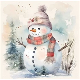 Szalvéta 25x25cm 20db/csomag Snowman in nature, Hóember a természetben