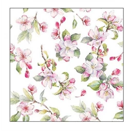 Szalvéta 25x25cm 20db/csomag Spring blossom white, Tavaszi fehér virág