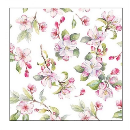 Szalvéta 25x25cm 20db/csomag Spring blossom white, Tavaszi fehér virág