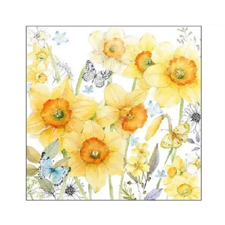 Szalvéta 25x25cm 20db/csomag Classic Daffodils, Klasszikus nárcisz