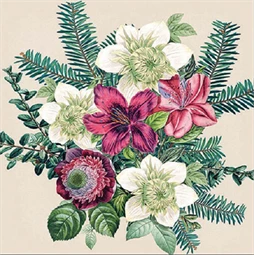Szalvéta 33x33cm 20db/csomag Azalea and hellebous cream, Krém virágcsokor