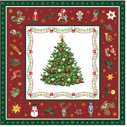 Szalvéta 33x33cm 20db/csomag Christmas evergreen red, Karácsonyi örökzöld piros