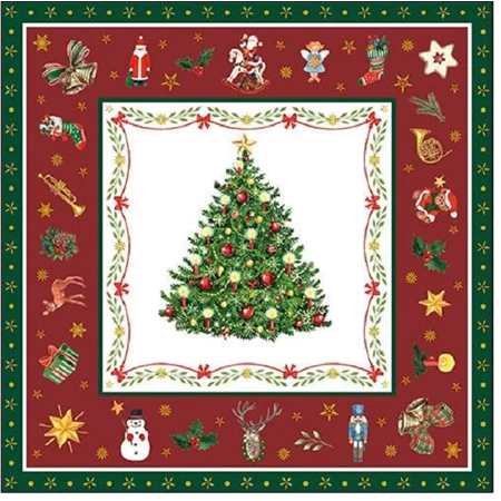 Szalvéta 33x33cm 20db/csomag Christmas evergreen red, Karácsonyi örökzöld piros