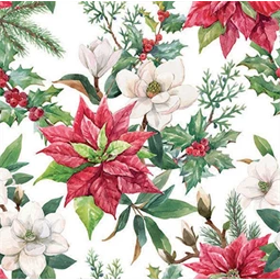 Szalvéta 33x33cm 20db/csomag Christmas florals, Karácsonyi virágok