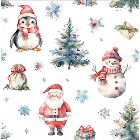 Szalvéta 33x33cm 20db/csomag Christmas trio white, Karácsoni hármas fehérbe