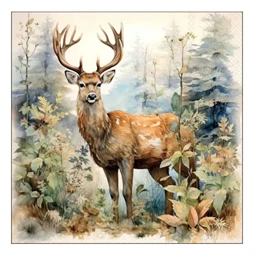 Szalvéta 33x33cm 20db/csomag Deer in the woods/Szarvas a fák között