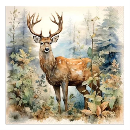 Szalvéta 33x33cm 20db/csomag Deer in the woods/Szarvas a fák között