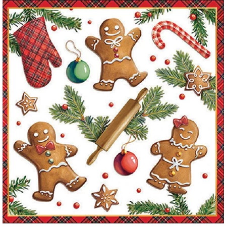 Szalvéta 33x33cm 20db/csomag Gingerbread cookies, Mézeskalács süti