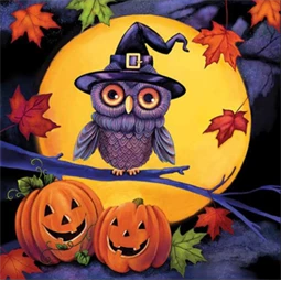 Szalvéta 33x33cm 20db/csomag Halloween Owl, Halloweeni bagoly