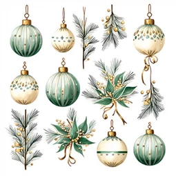 Szalvéta 33x33cm 20db/csomag Hanging decorations green, Zöld díszek
