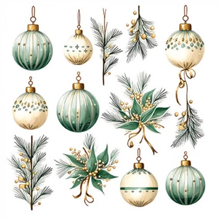 Szalvéta 33x33cm 20db/csomag Hanging decorations green, Zöld díszek