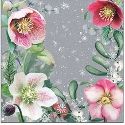 Szalvéta 33x33cm 20db/csomag Helleborus Orientalis Grey