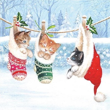 Szalvéta 33x33cm 20db/csomag Kitten Winterland, Macska Télivilágban