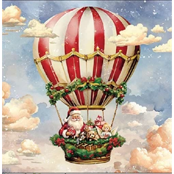 Szalvéta 33x33cm 20db/csomag Santas air balloon, Mikulás hőlégballonon