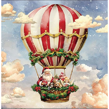 Szalvéta 33x33cm 20db/csomag Santas air balloon, Mikulás hőlégballonon