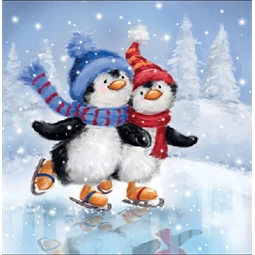 Szalvéta 33x33cm 20db/csomag Skating Penguins, Korcsolyázó pingvinek