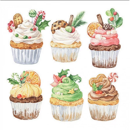 Szalvéta 33x33cm 20db/csomag Sweet Christmas white, Édes karácsony fehérben