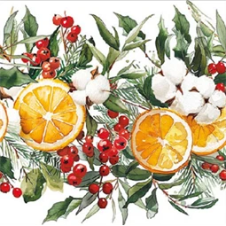 Szalvéta 33x33cm 20db/csomag Winter Oranges, dekoráció naranccsal