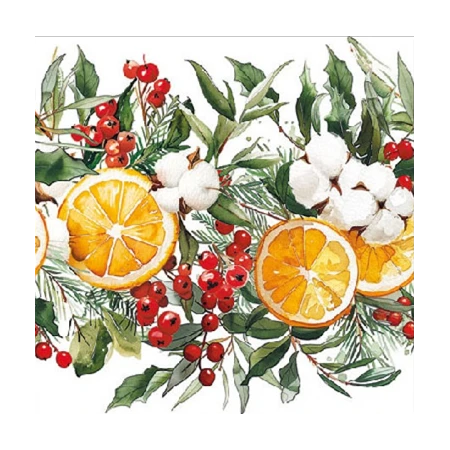 Szalvéta 33x33cm 20db/csomag Winter Oranges, dekoráció naranccsal