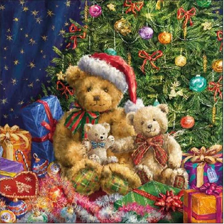 Szalvéta 33x33cm 20db/csomag X-MAS BEARS, Karácsonyi mackók