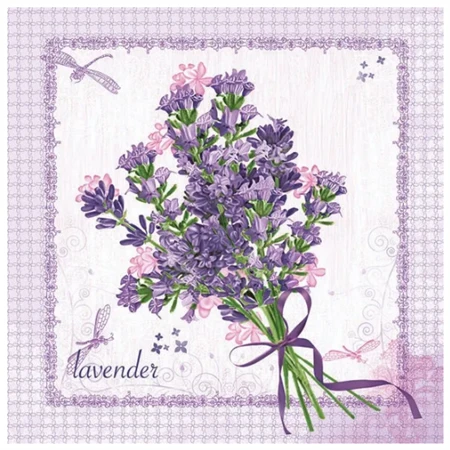 Szalvéta 33x33cm 20db/csomag levendulás csokor