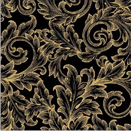 Szalvéta 33x33cm 20db/csomag BAROQUE GOLD/BLACK, Barokk arany/fekete