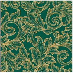 Szalvéta 33x33cm 20db/csomag BAROQUE GOLD/GREEN, Barokk arany/zöld