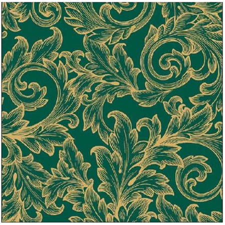 Szalvéta 33x33cm 20db/csomag BAROQUE GOLD/GREEN, Barokk arany/zöld