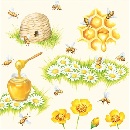 Szalvéta 33x33cm 20db/csomag Bees, Méhecskék