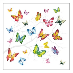 Szalvéta 33x33cm 20db/csomag Colorful Butterflies, Színes pillangó