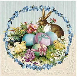 Szalvéta 33x33cm 20db/csomag Easter Egg Wreath, Húsvéti tojás koszorú