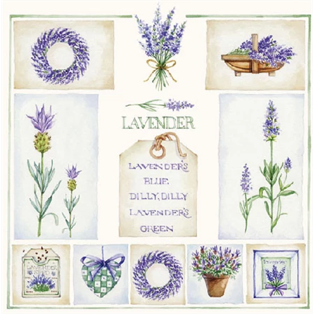 Szalvéta 33x33cm 20db/csomag Lavenders, Levendulák