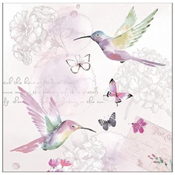 Szalvéta 33x33cm 20db/csomag Pale Hummingbirds, Lila kolibri