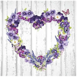 Szalvéta 33x33cm 20db/csomag Purple Hearts, Lila szív