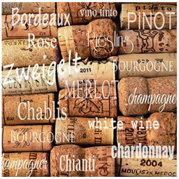 Szalvéta 33x33cm 20db/csomag Wine Corks, Boros dugó