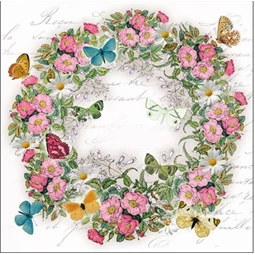 Szalvéta 33x33cm 20db/csomag Wreath of Flowers, Virág koszorú