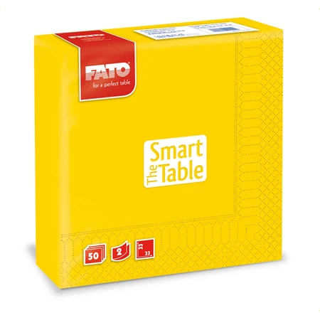 Szalvéta 33x33cm 50db/csomag 2 rétegű Fato Smart Table sárga 82623000