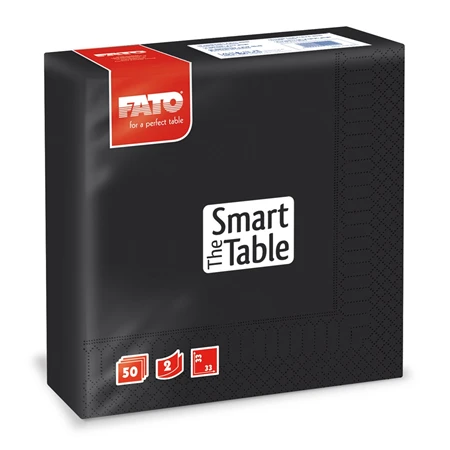 Szalvéta 33x33cm 50db/csomag 2 rétegű Fato Smart fekete 82622500