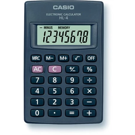 Számológép CASIO HL-4 zseb, 8 számjegyű, zseb