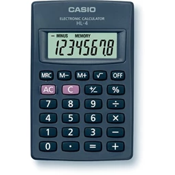 Számológép CASIO HL-4 zseb, 8 számjegyű, zseb