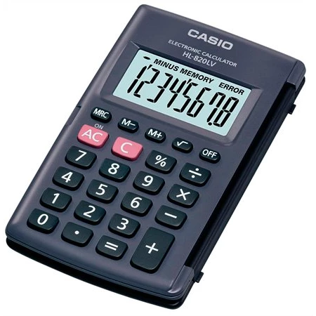 Számológép CASIO HL-820LV zseb, 8 számjegyű, gyökvonás, műanyag