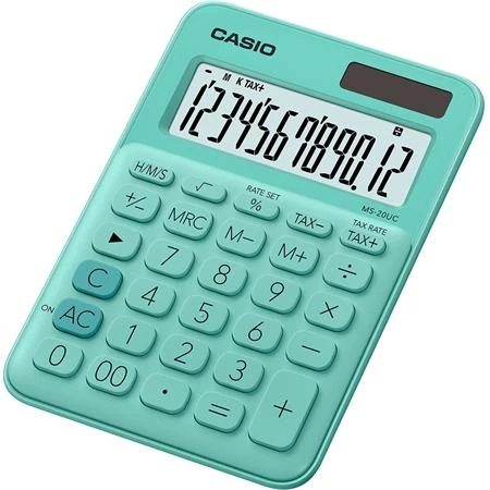 Számológép CASIO MS-20UC asztali, 12 számjegyű zöld